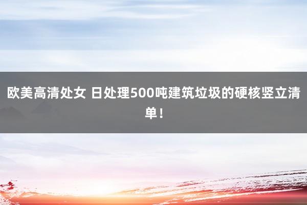 欧美高清处女 日处理500吨建筑垃圾的硬核竖立清单！