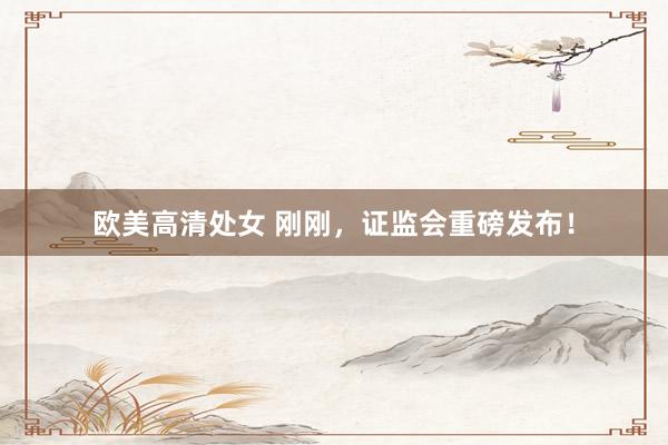 欧美高清处女 刚刚，证监会重磅发布！